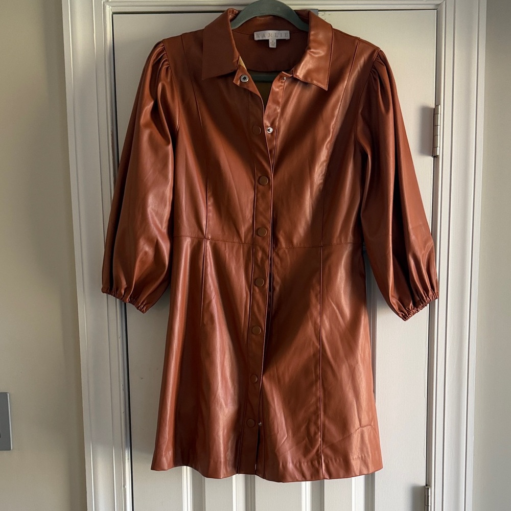 Karlie Faux Leather Button-Up Dress